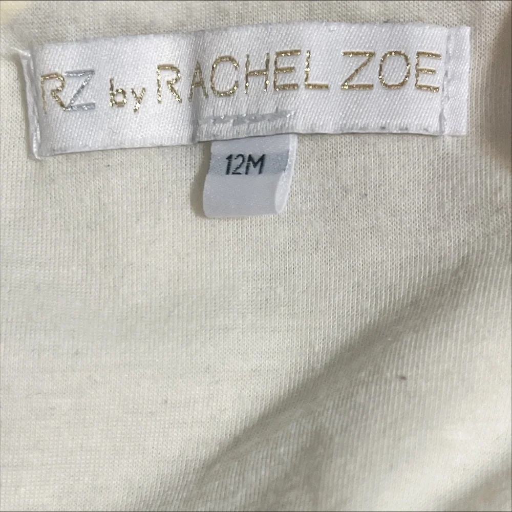 RZ by Rachel Zoe Kids White Ivory Embossed Faux Fur Vest‎ with Black Ribbon Trim